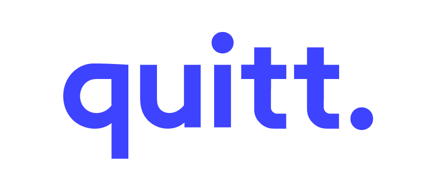 quiit. Logo, Logo quitt, quitt, quitt. Logo blau,